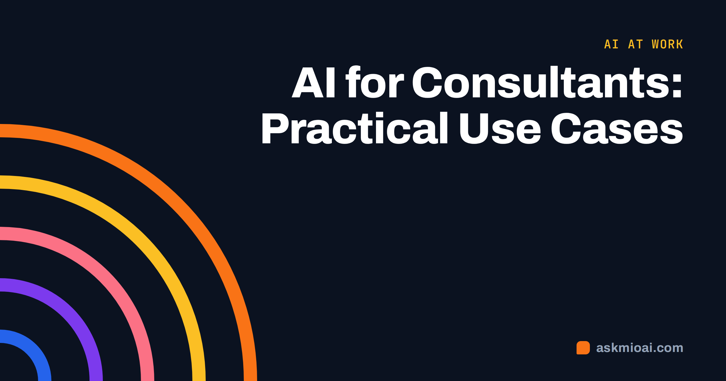 AI for consultants: practical use cases guide cover with concentric arcs