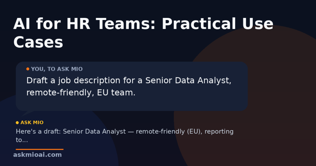 AI for HR teams: Ask Mio chat bubble drafting a job description prompt