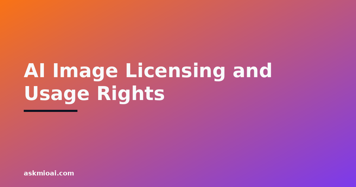 AI image licensing and usage rights diagonal gradient graphic