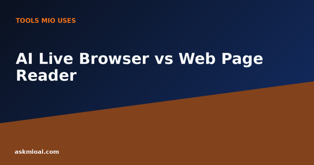 Diagonal gradient graphic illustrating AI live browser versus web page reader tools