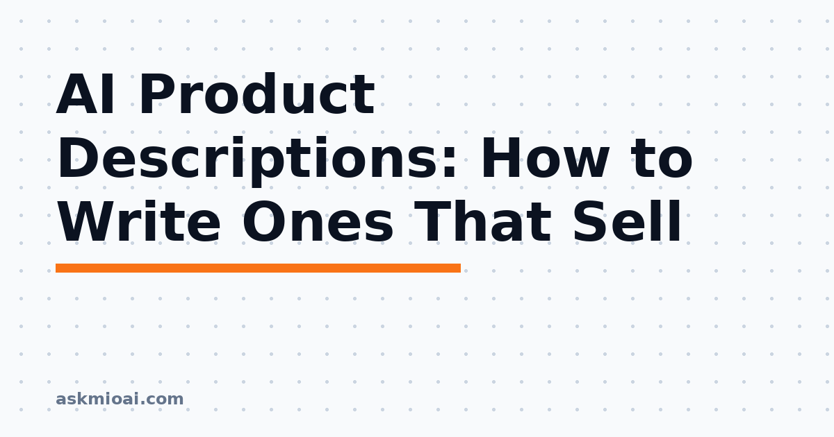AI product descriptions guide, featured image with dotted grid and headline