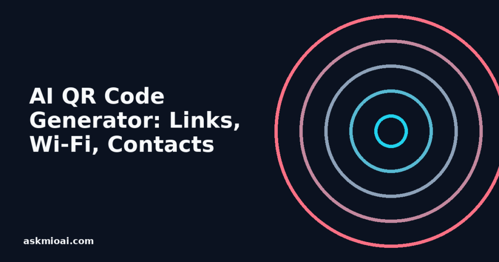 Concentric arcs graphic representing an AI QR code generator for links, Wi-Fi and contacts