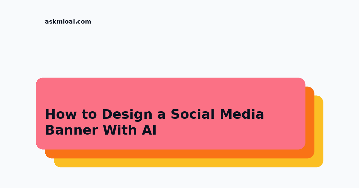 AI social media banner design layered cards illustration