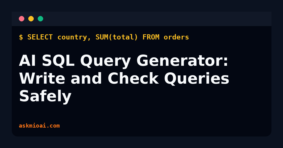 AI SQL query generator guide, featured image with dark terminal and SELECT line