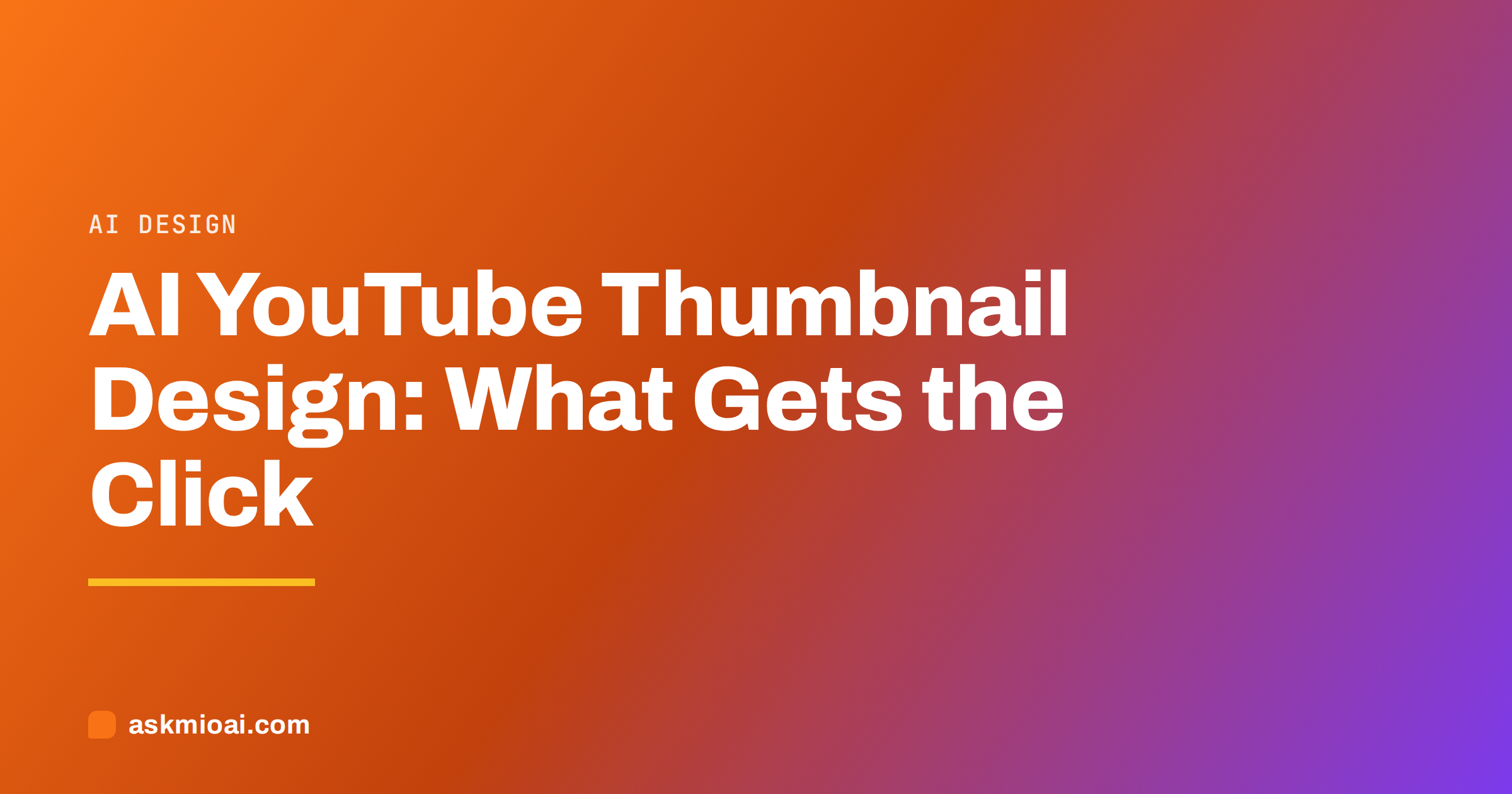 AI YouTube thumbnail design guide cover on an orange to violet gradient