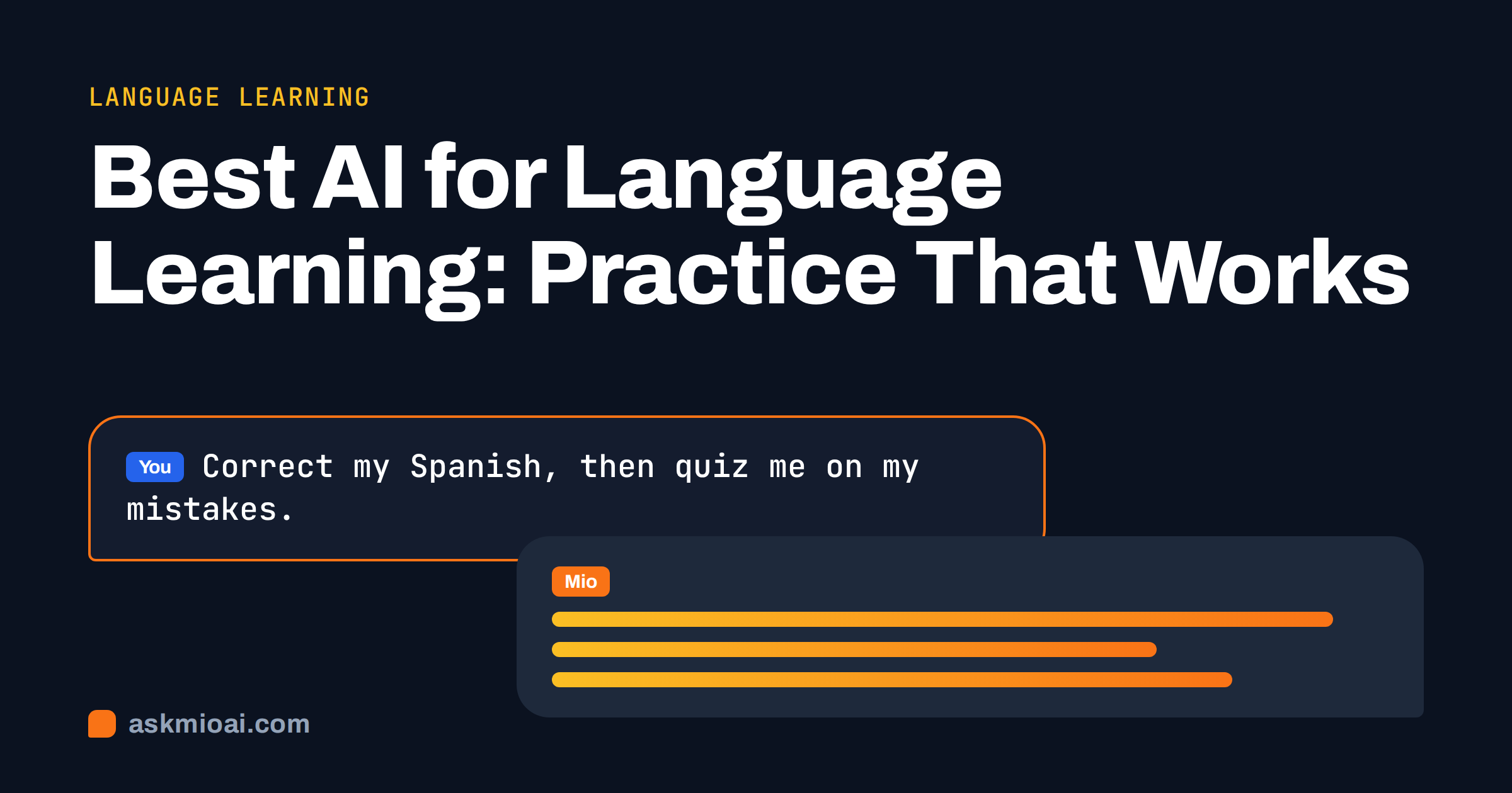 Best AI for language learning: chat prompt asking the AI to correct Spanish and quiz mistakes