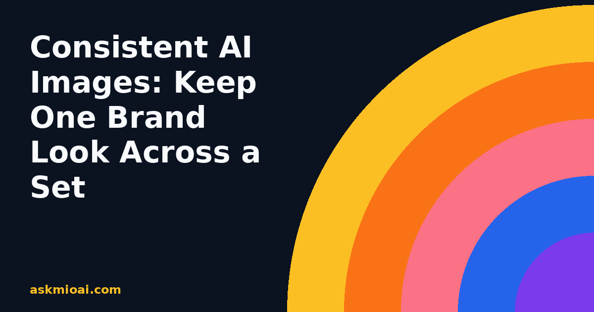 Consistent AI images guide, featured image with concentric arcs in brand colours