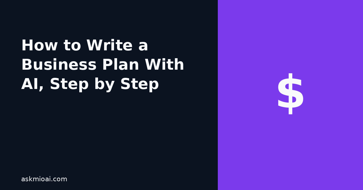 Write a business plan with AI, dollar sign icon representing financial projections