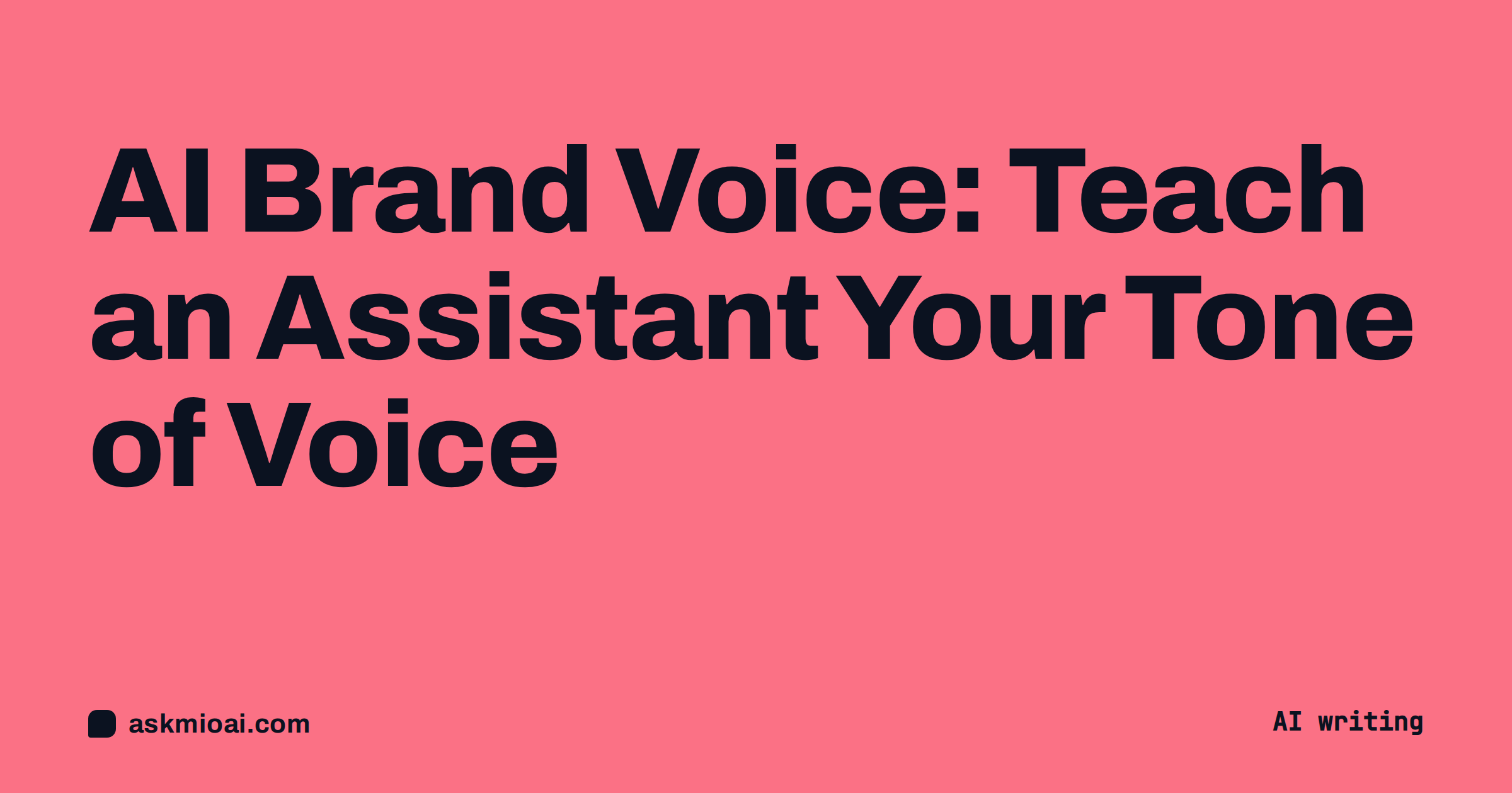 AI brand voice cover with a bold pink poster background and large title text