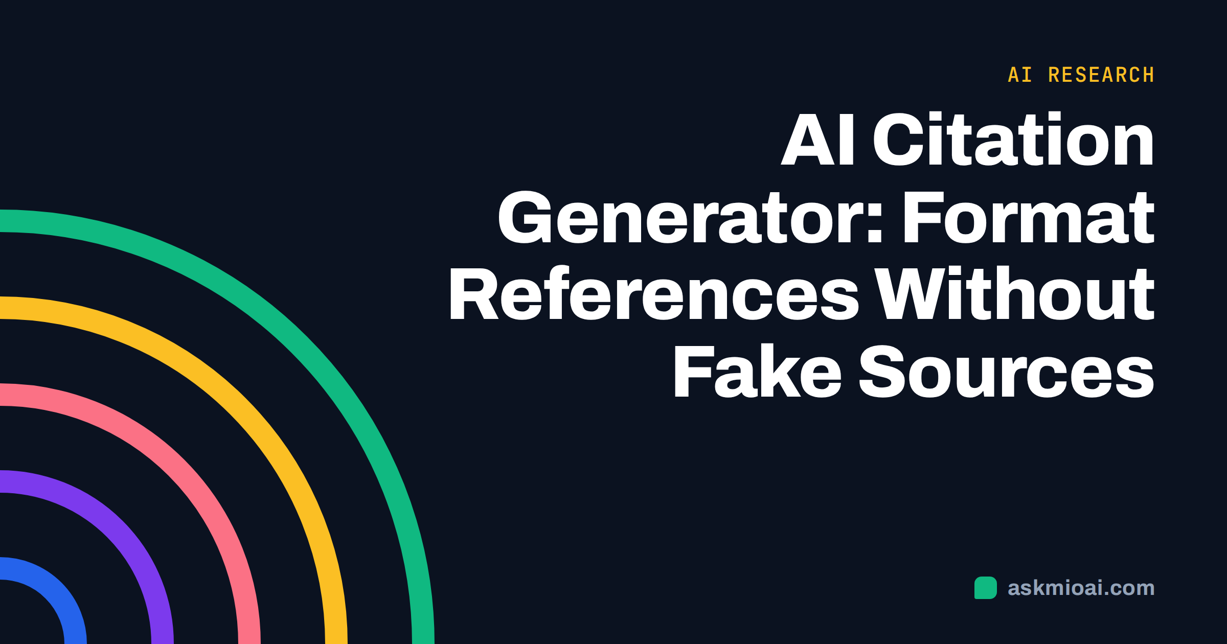 AI citation generator cover with concentric green arcs in one corner
