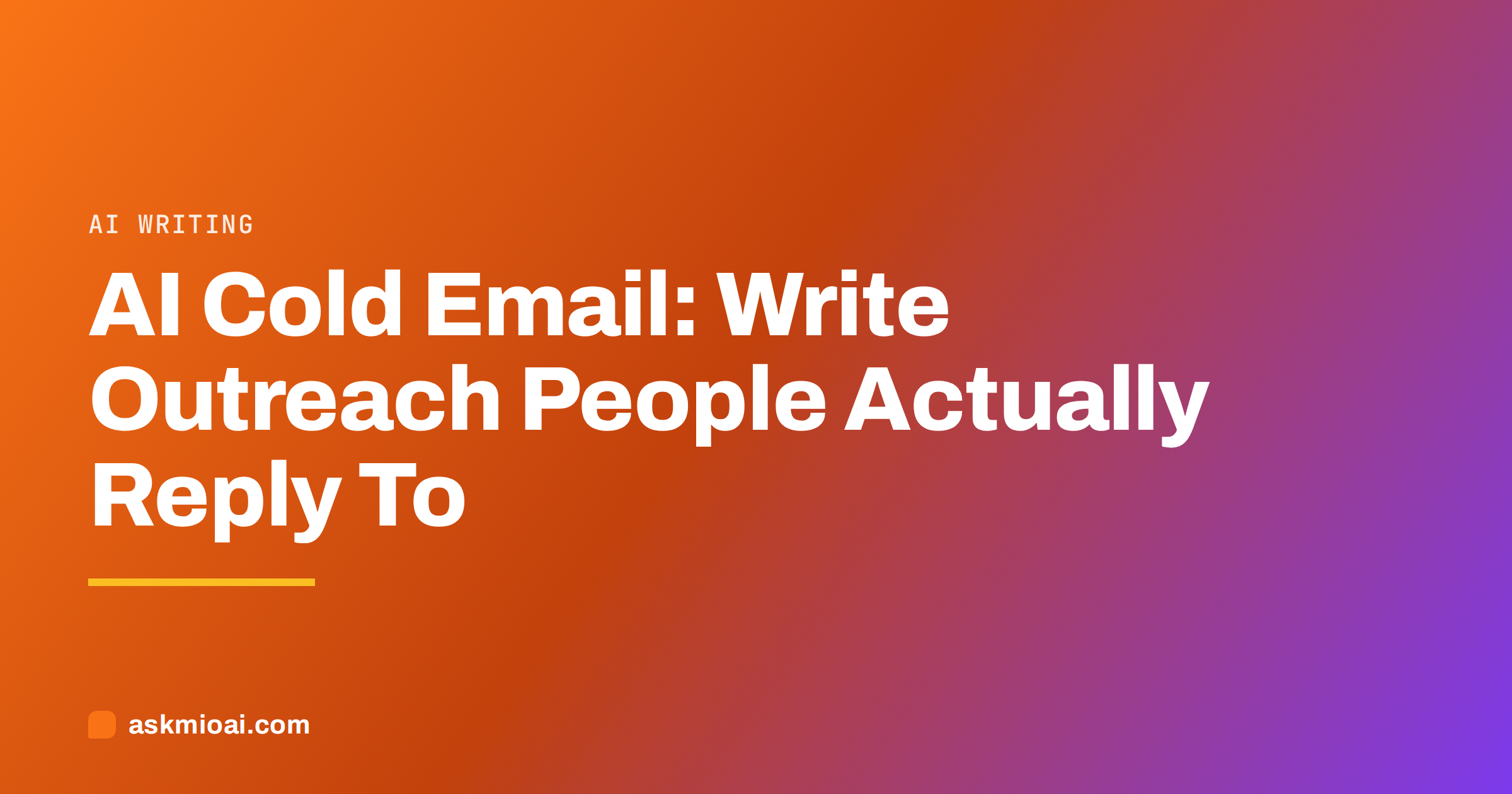 AI cold email cover with a diagonal orange to violet gradient and the article title