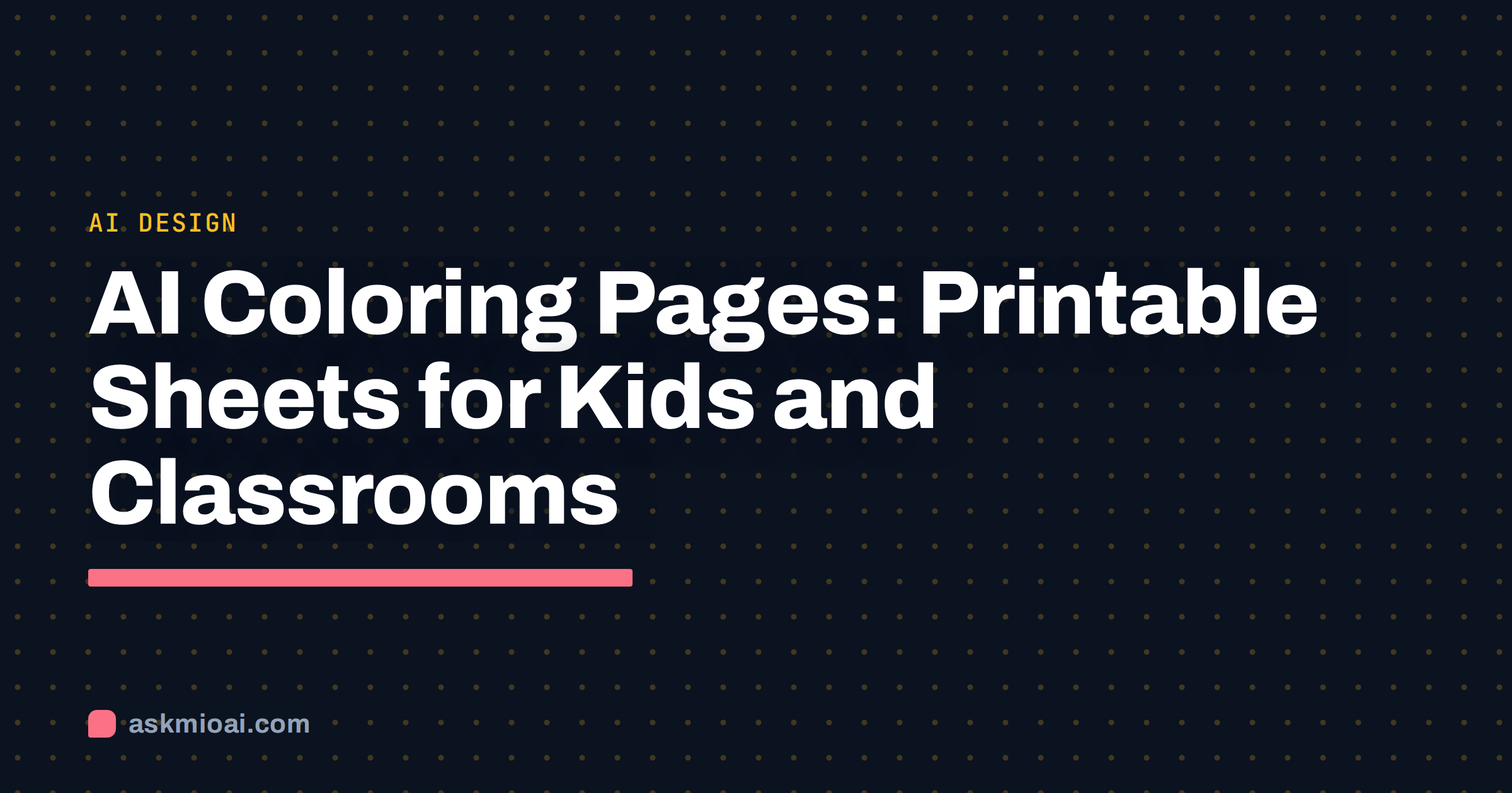 AI coloring pages cover with a dotted dark background and the article title