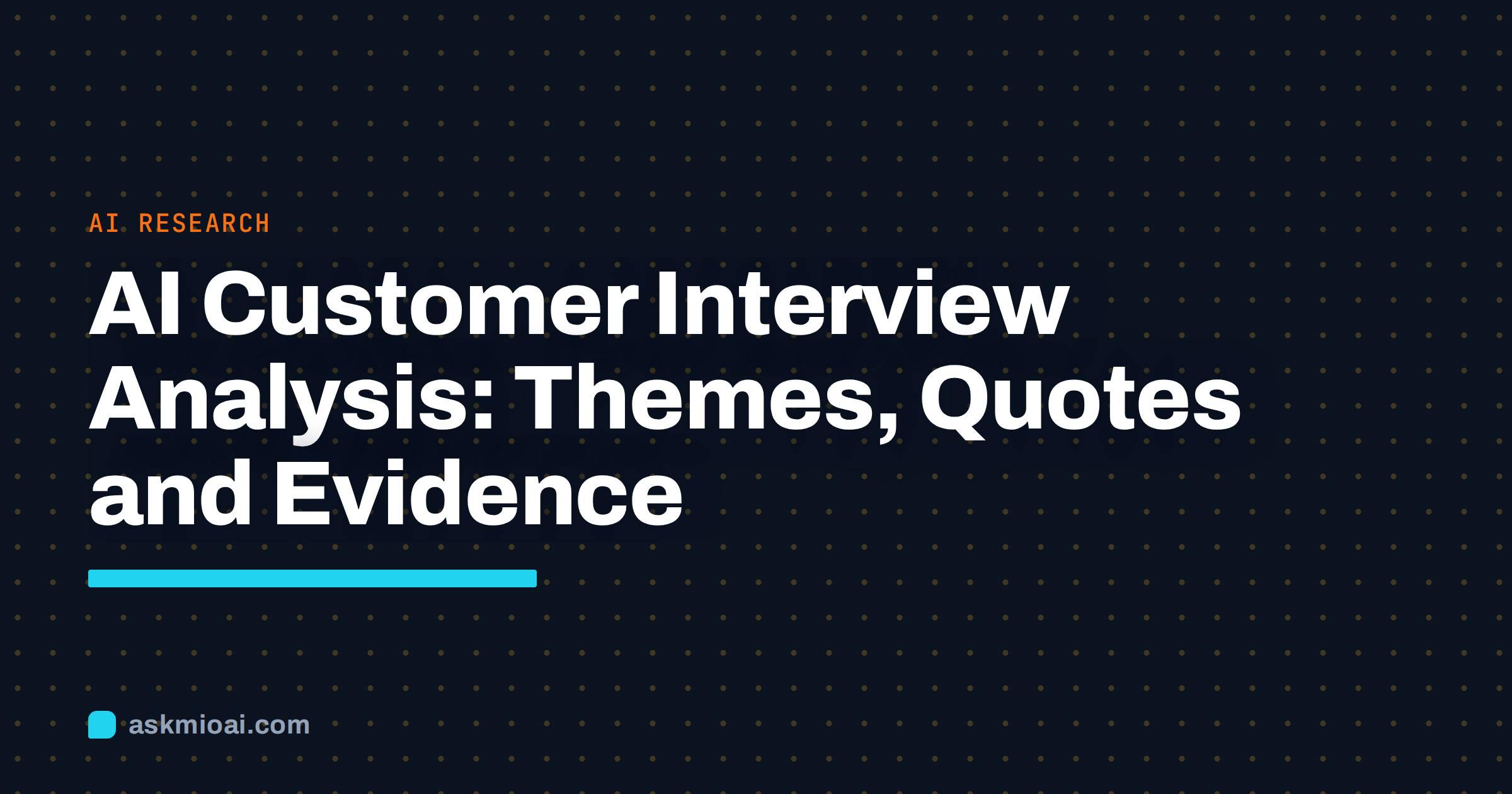 AI customer interview analysis cover with a dotted dark background and the article title