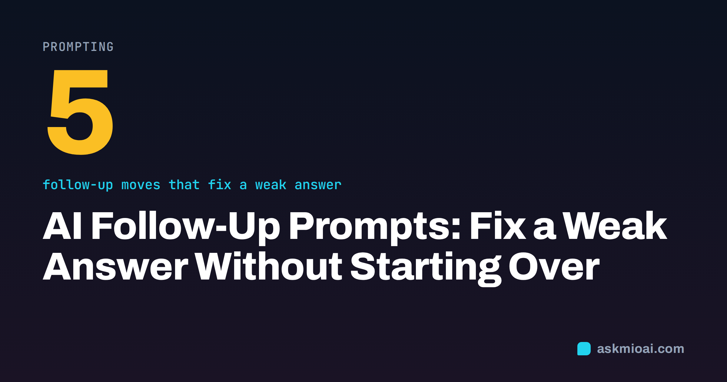 AI follow-up prompts cover with a large number 5 on a dark background
