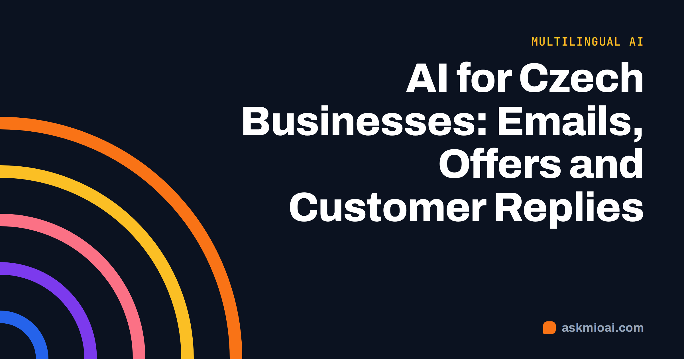 AI for Czech businesses cover with concentric orange and amber arcs beside the title