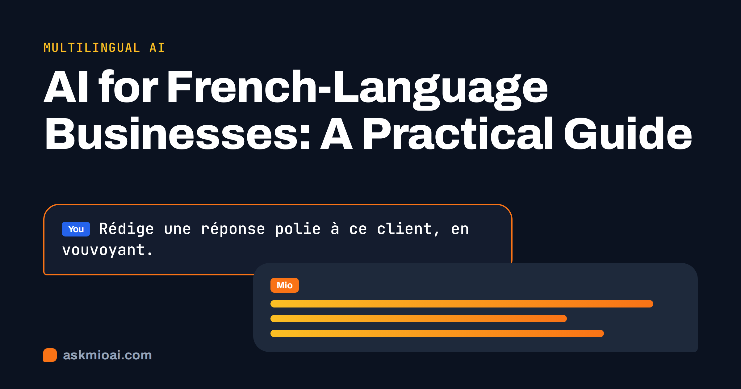 AI for French businesses cover with a French-language prompt in a chat bubble