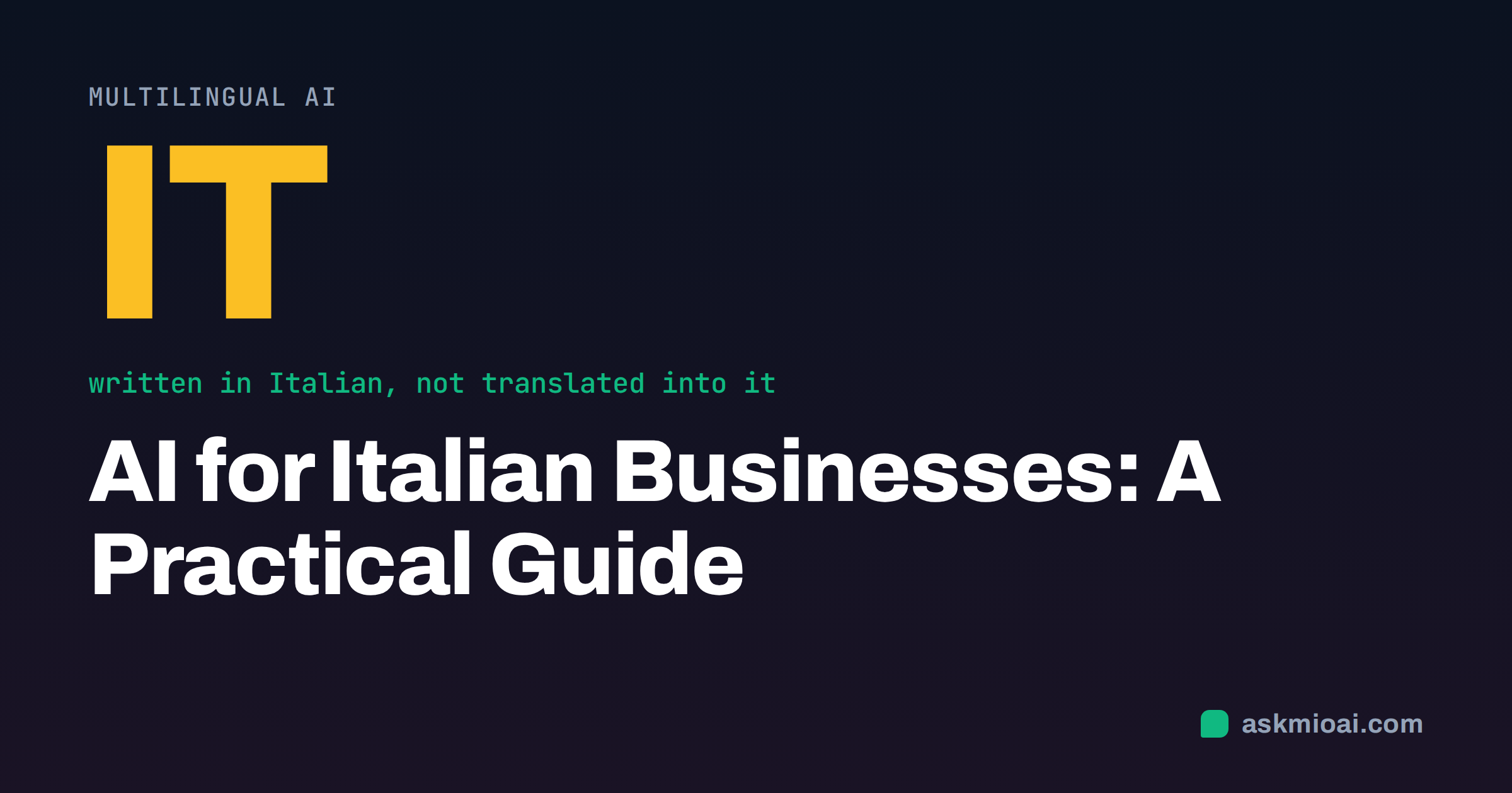 AI for Italian businesses cover with a large green IT stat on a dark background