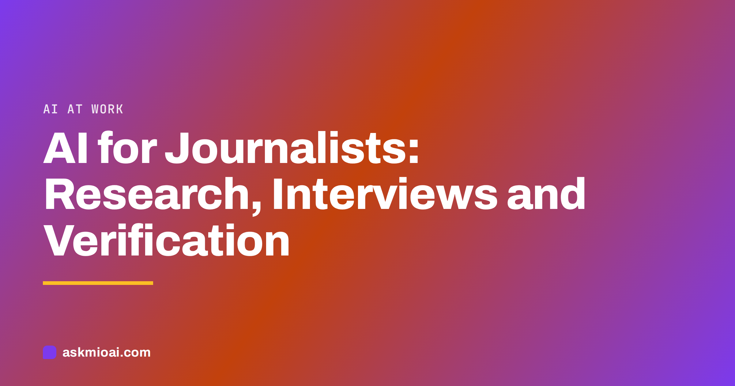 AI for journalists cover with a violet to orange diagonal gradient and large title