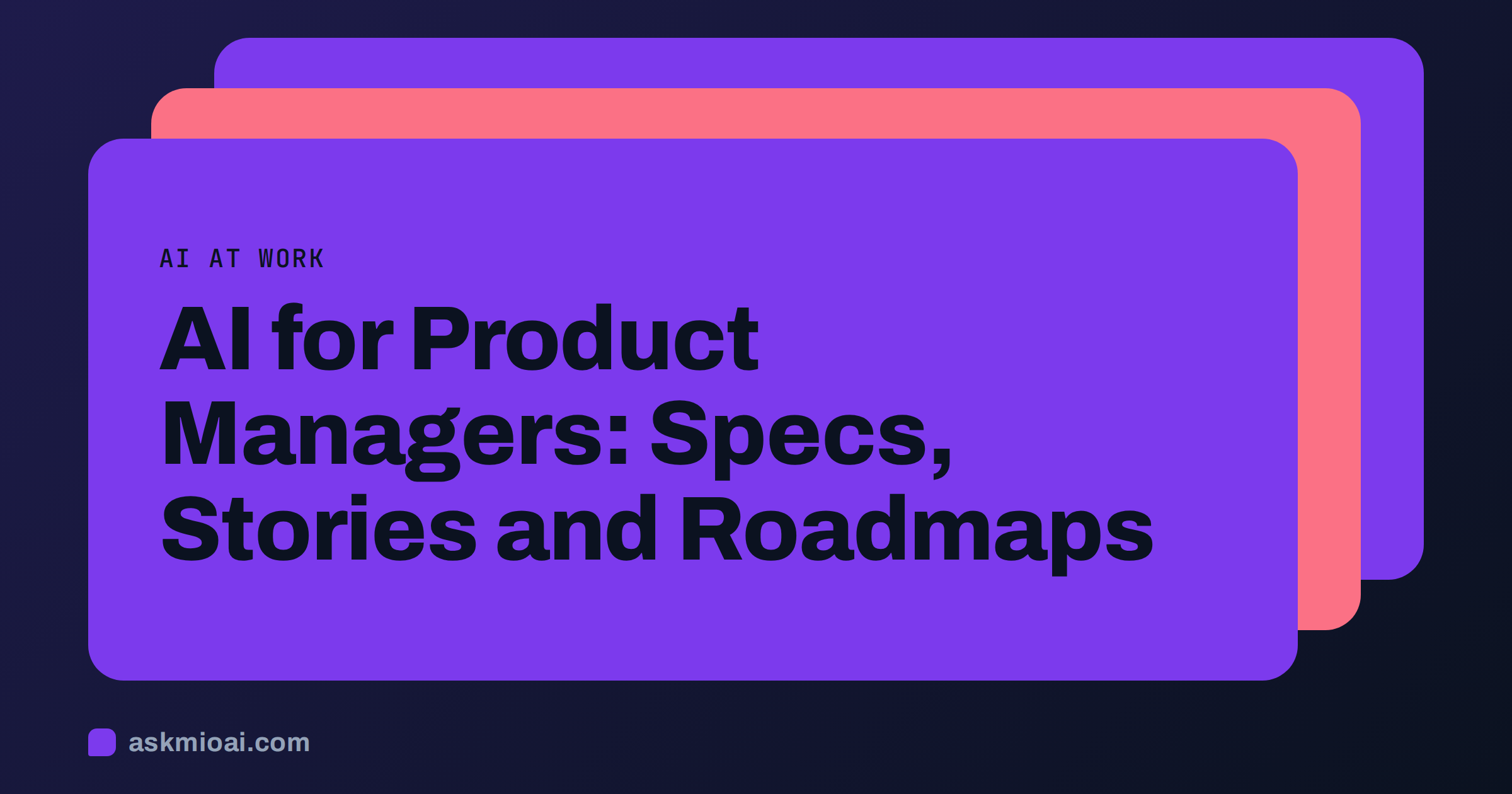 AI for product managers cover with layered violet cards in a colour ramp on dark ink