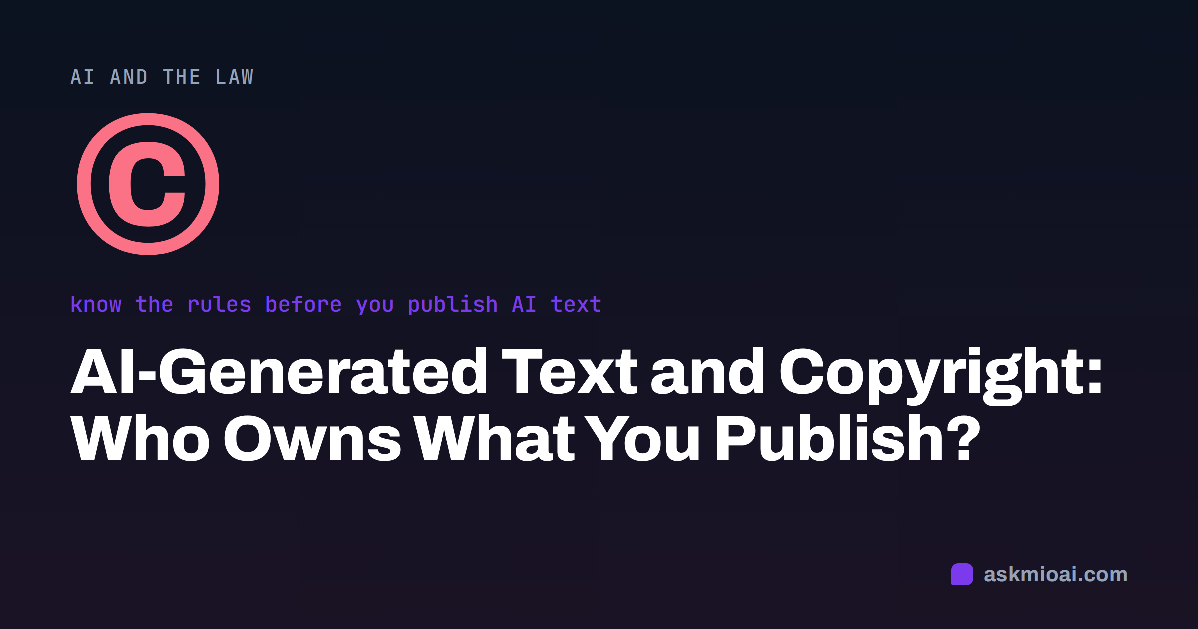 AI generated text copyright cover with a large copyright symbol on a dark panel beside the title