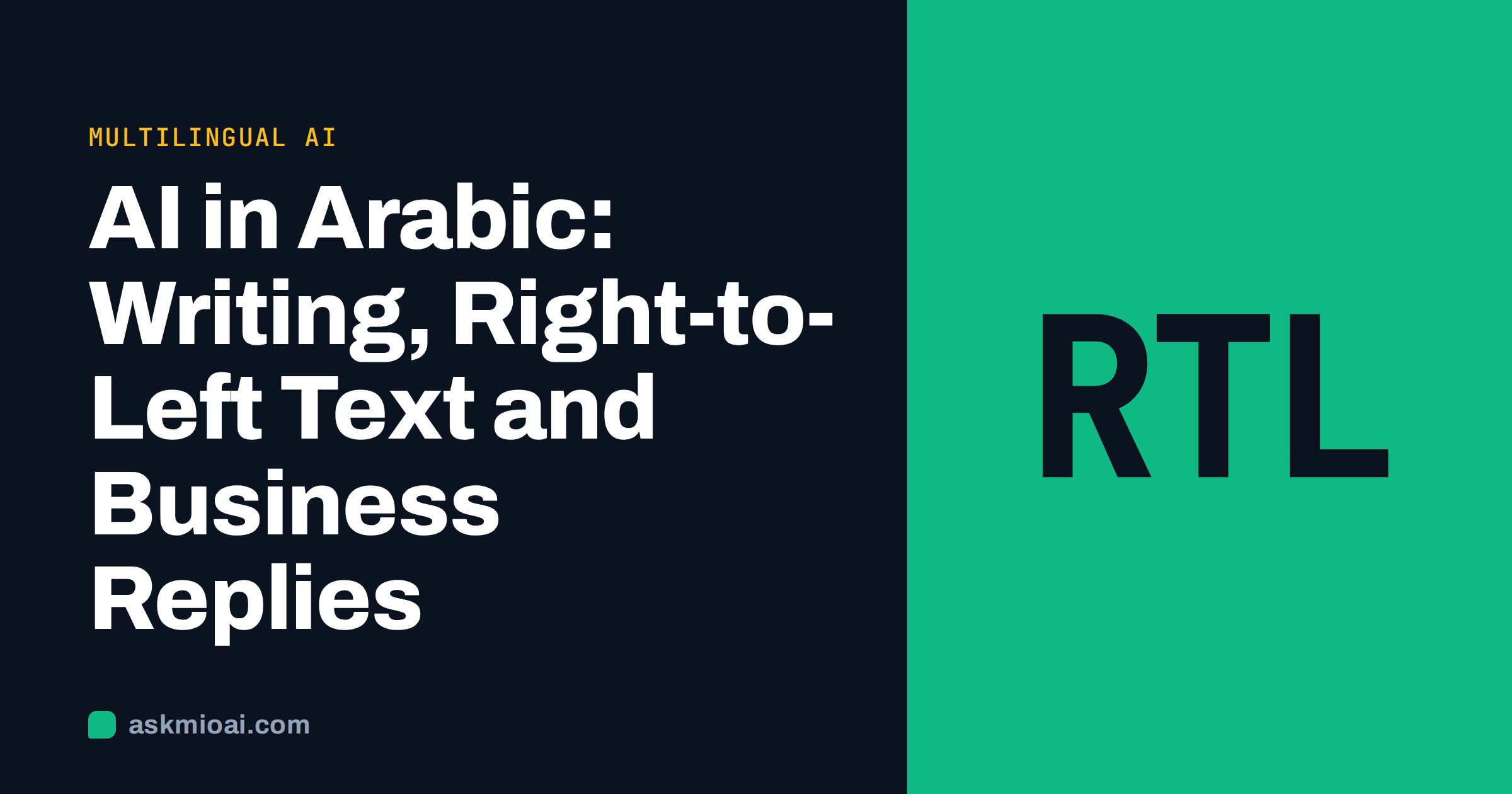 AI in Arabic cover with a split panel and the letters RTL for right-to-left text