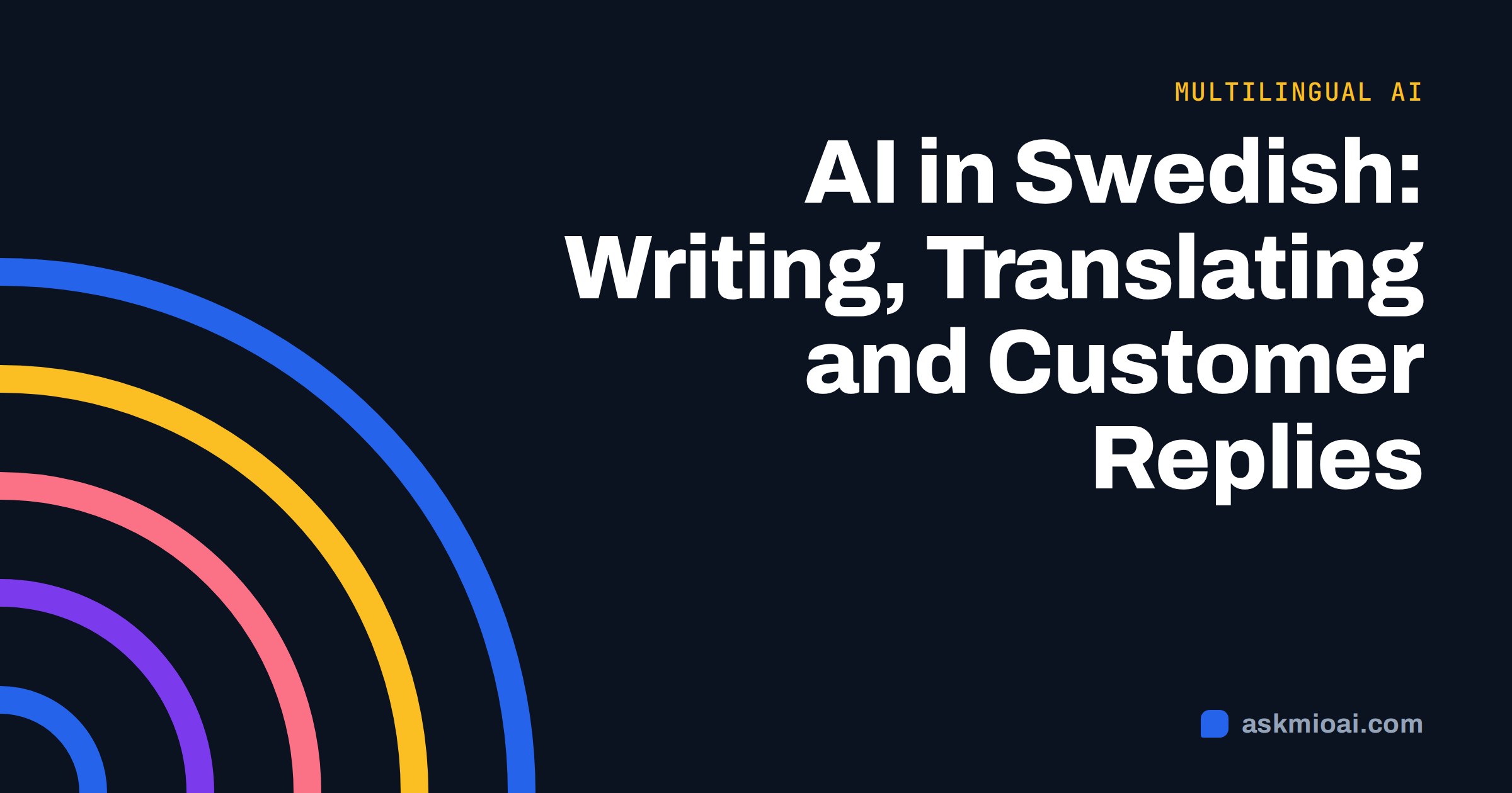 AI in Swedish guide cover with concentric arcs in blue and amber and the title on the right
