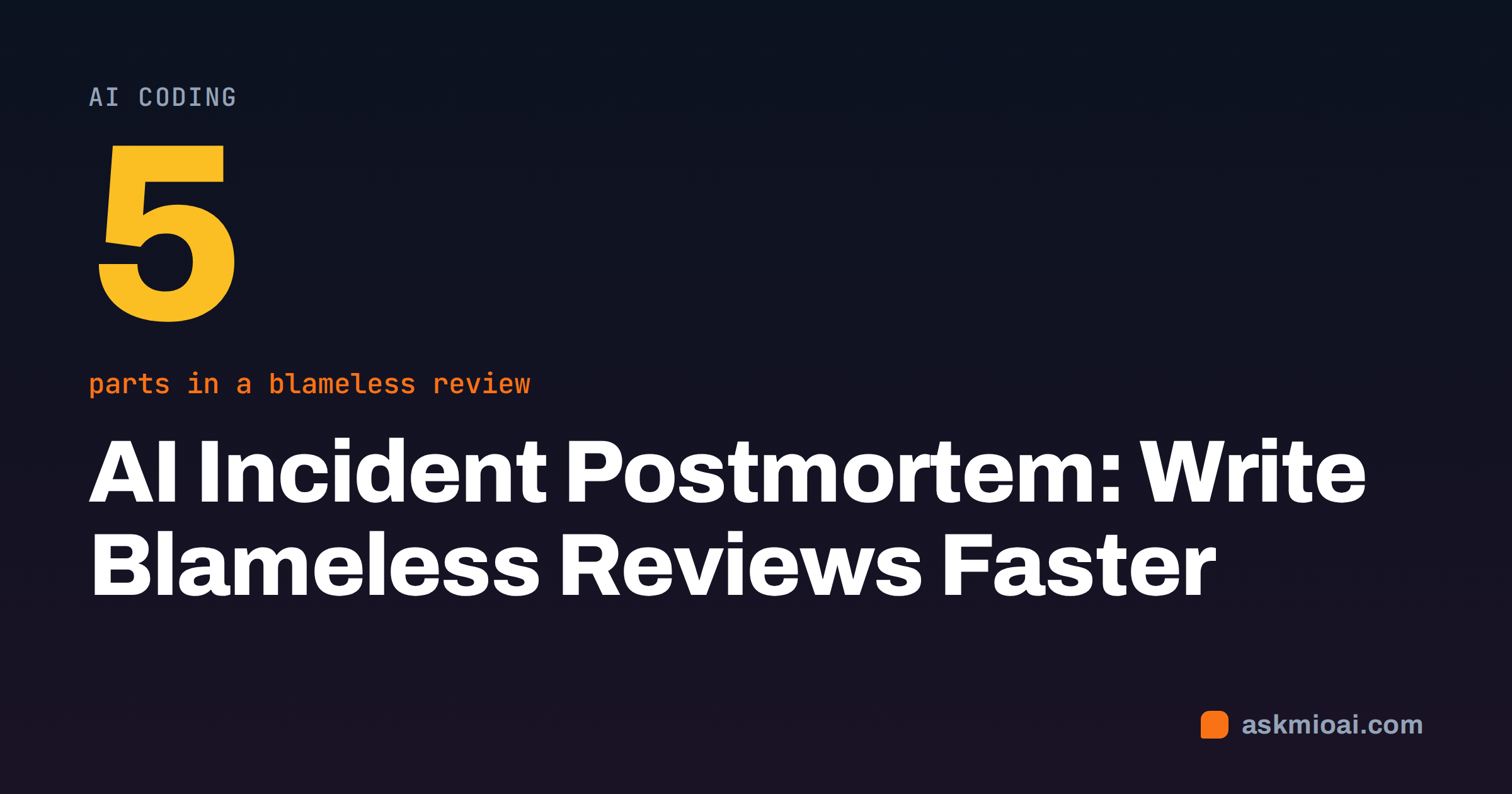 AI incident postmortem cover with the number 5 for the parts of a blameless review