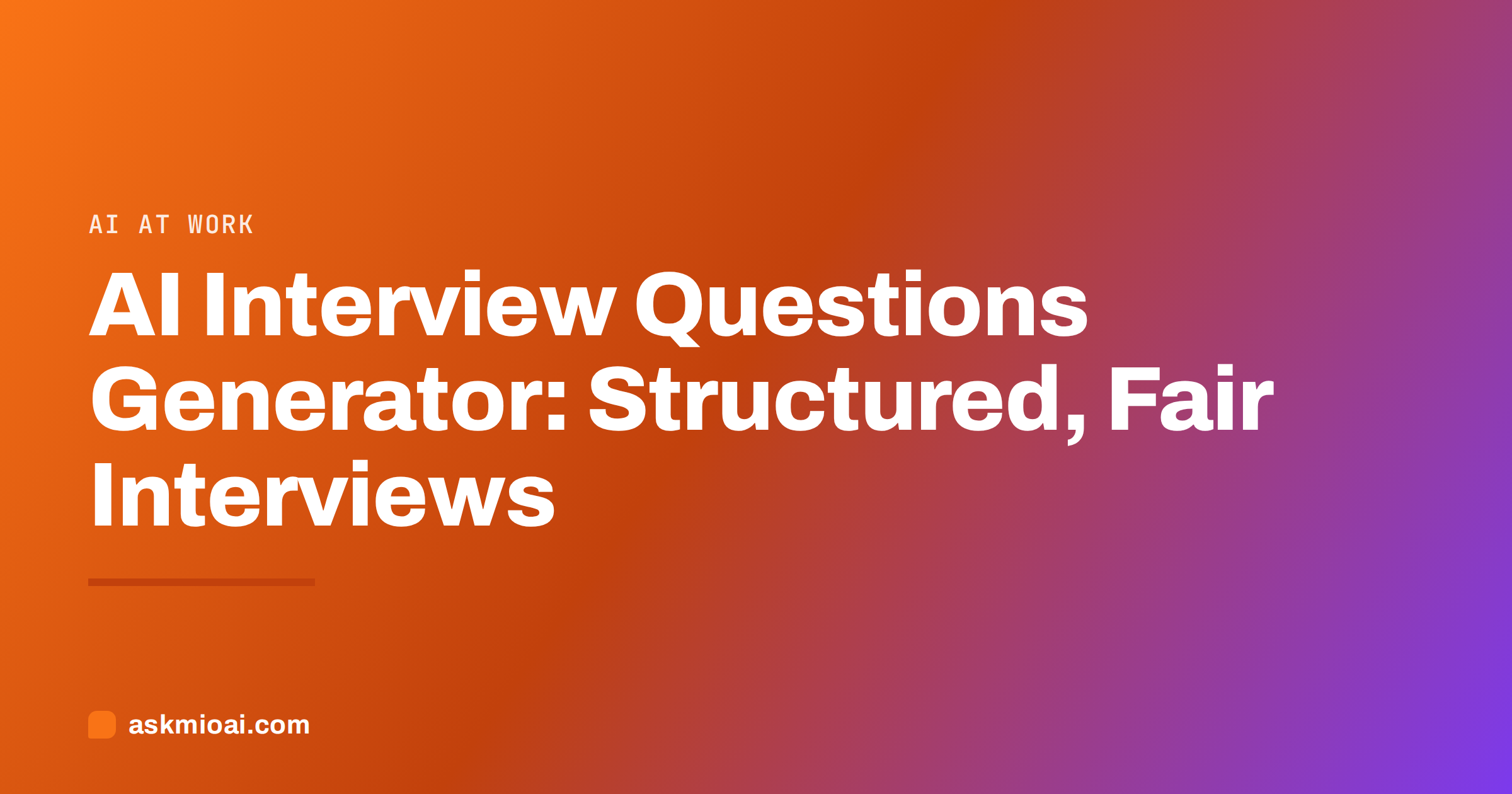 AI interview questions generator cover with a diagonal gradient and a title rule
