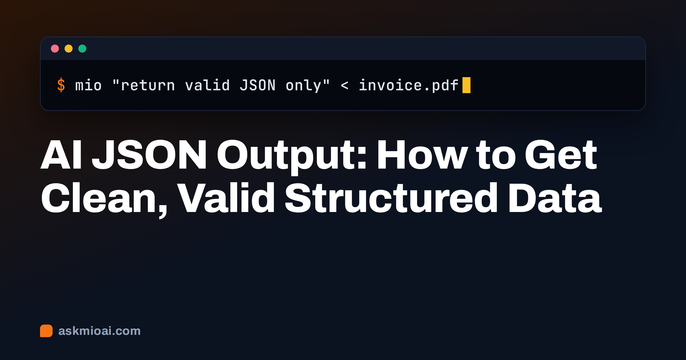 AI JSON output cover showing a terminal command that asks for valid JSON only
