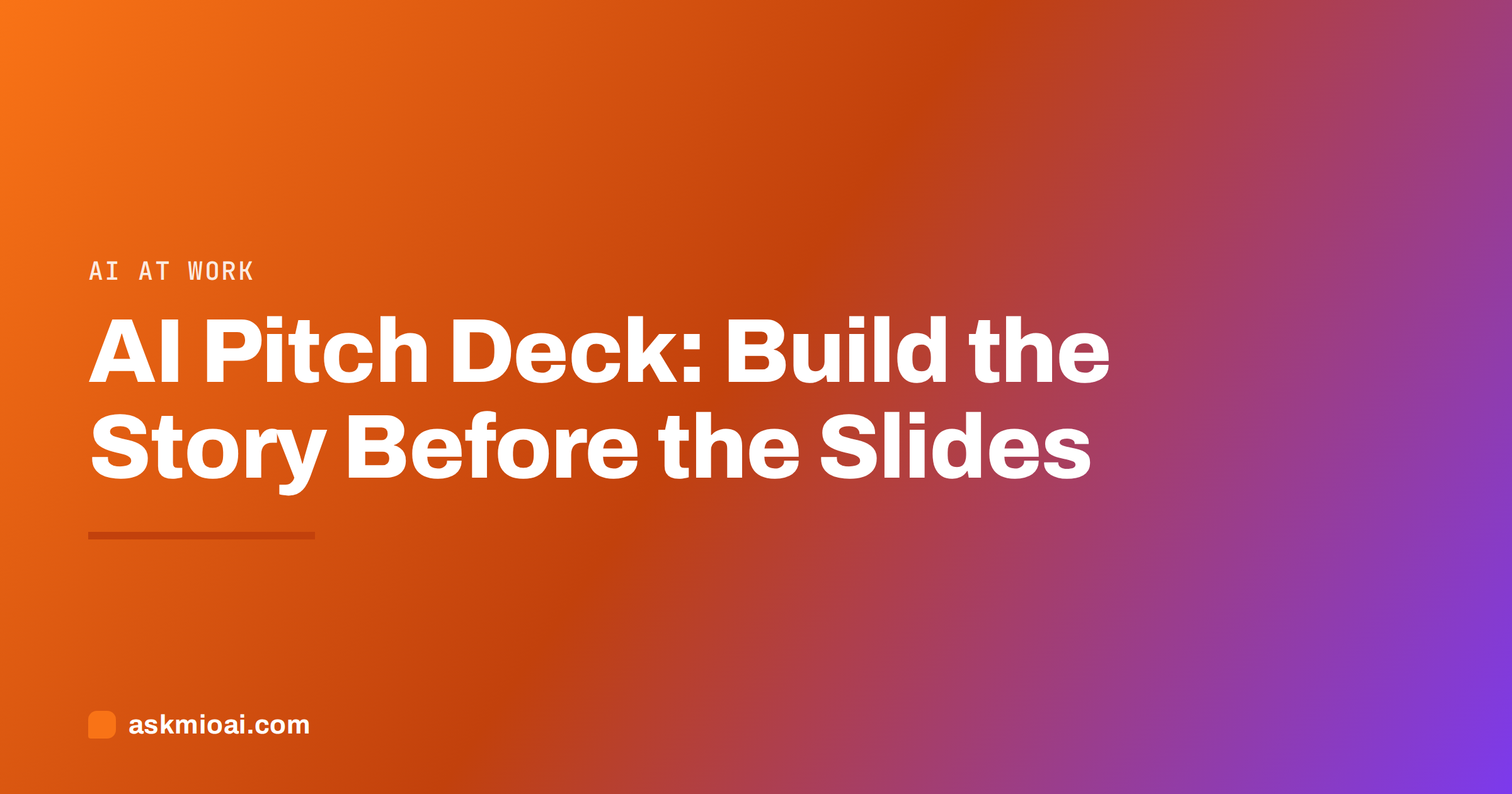 AI pitch deck cover with a diagonal orange gradient and the article title