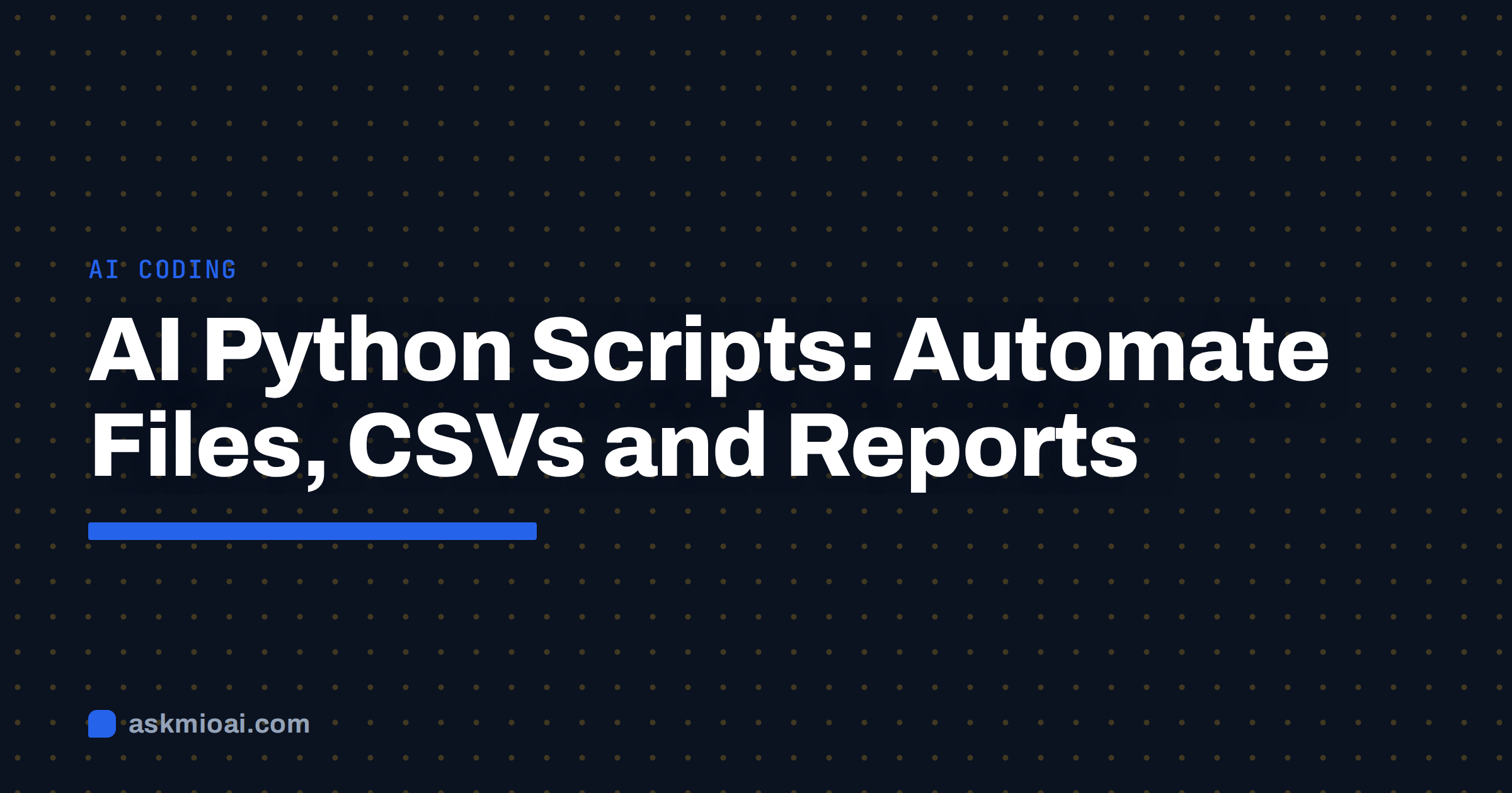 AI Python scripts cover with a dotted grid background and a blue underline beneath the title