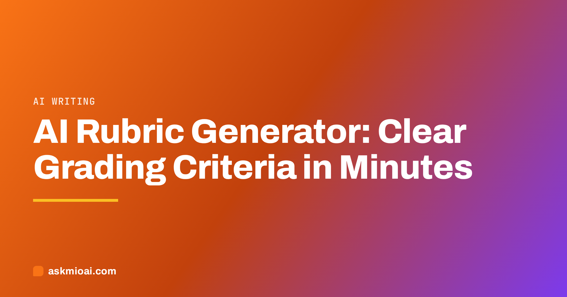 AI rubric generator cover with an orange diagonal gradient and bold title text