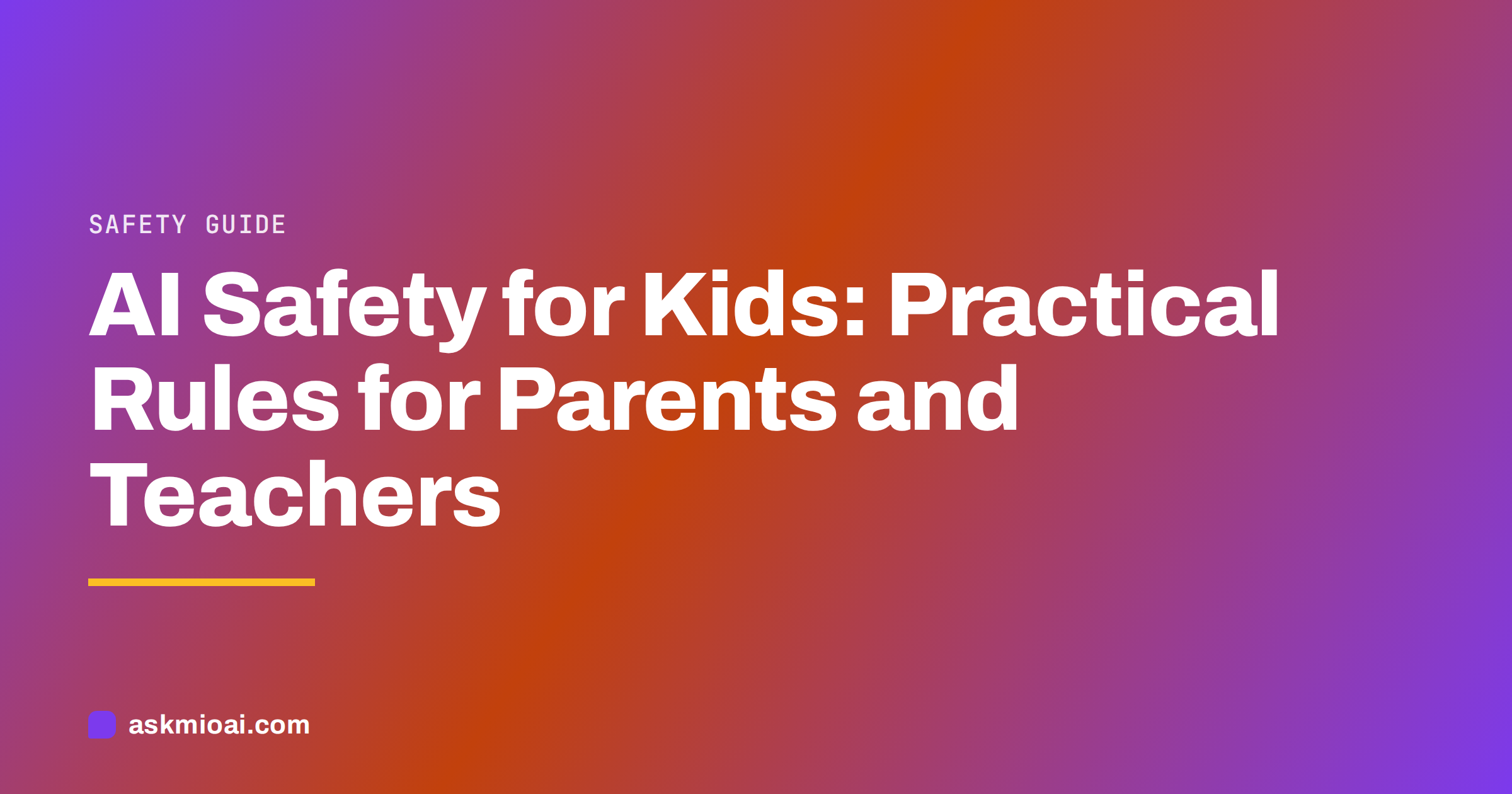 AI safety for kids cover with a violet and orange diagonal gradient and the title in white