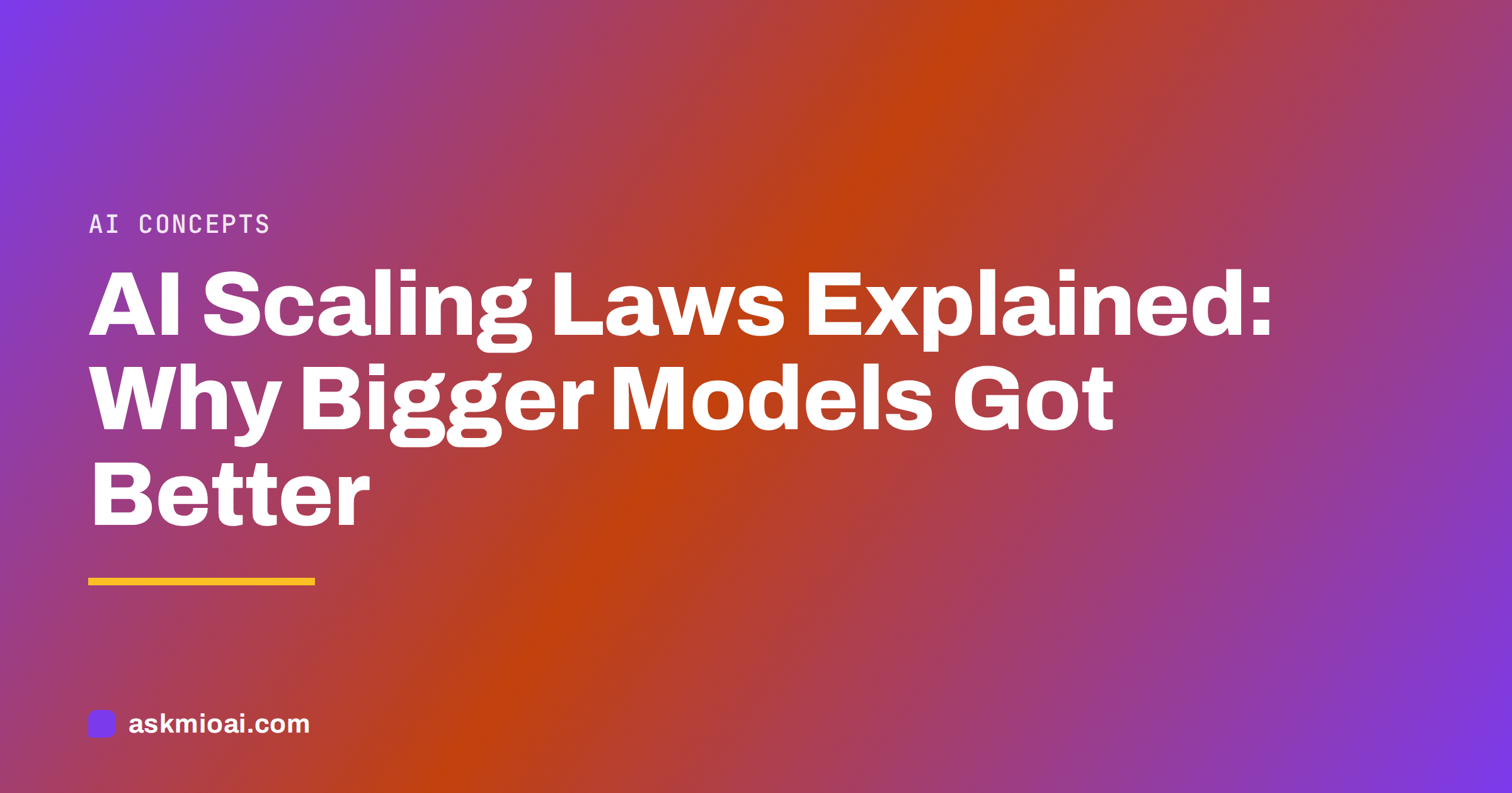 AI scaling laws cover with a diagonal violet and amber gradient and the article title