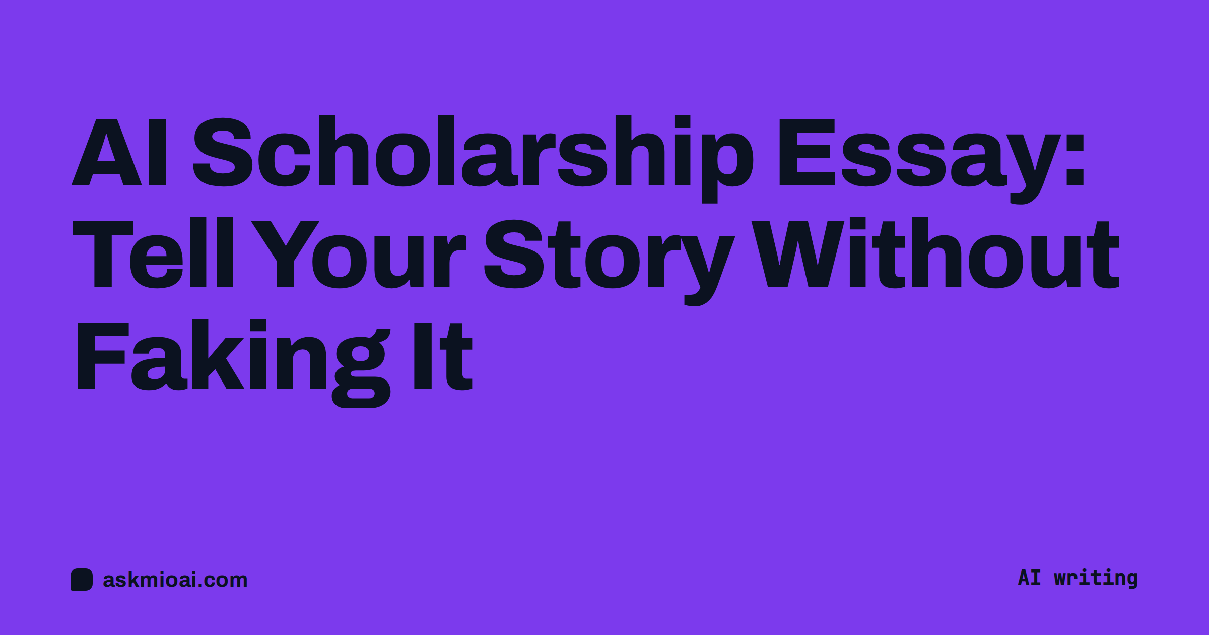 AI scholarship essay cover with a bold poster style title on a violet background