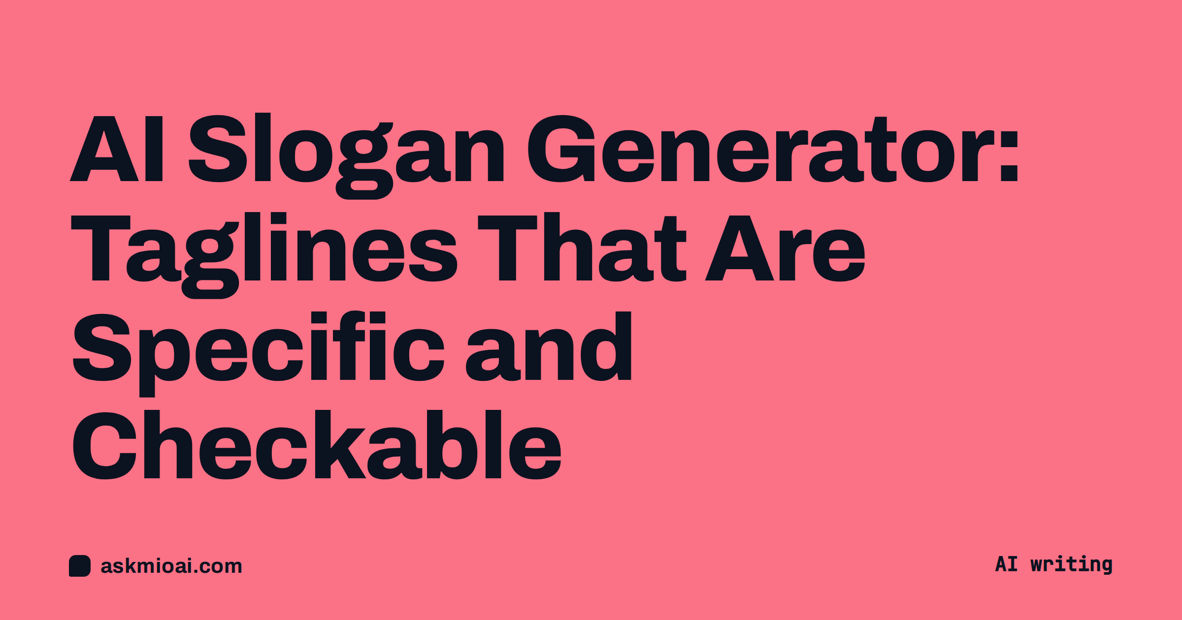AI slogan generator cover with a bold poster style title on a coral background