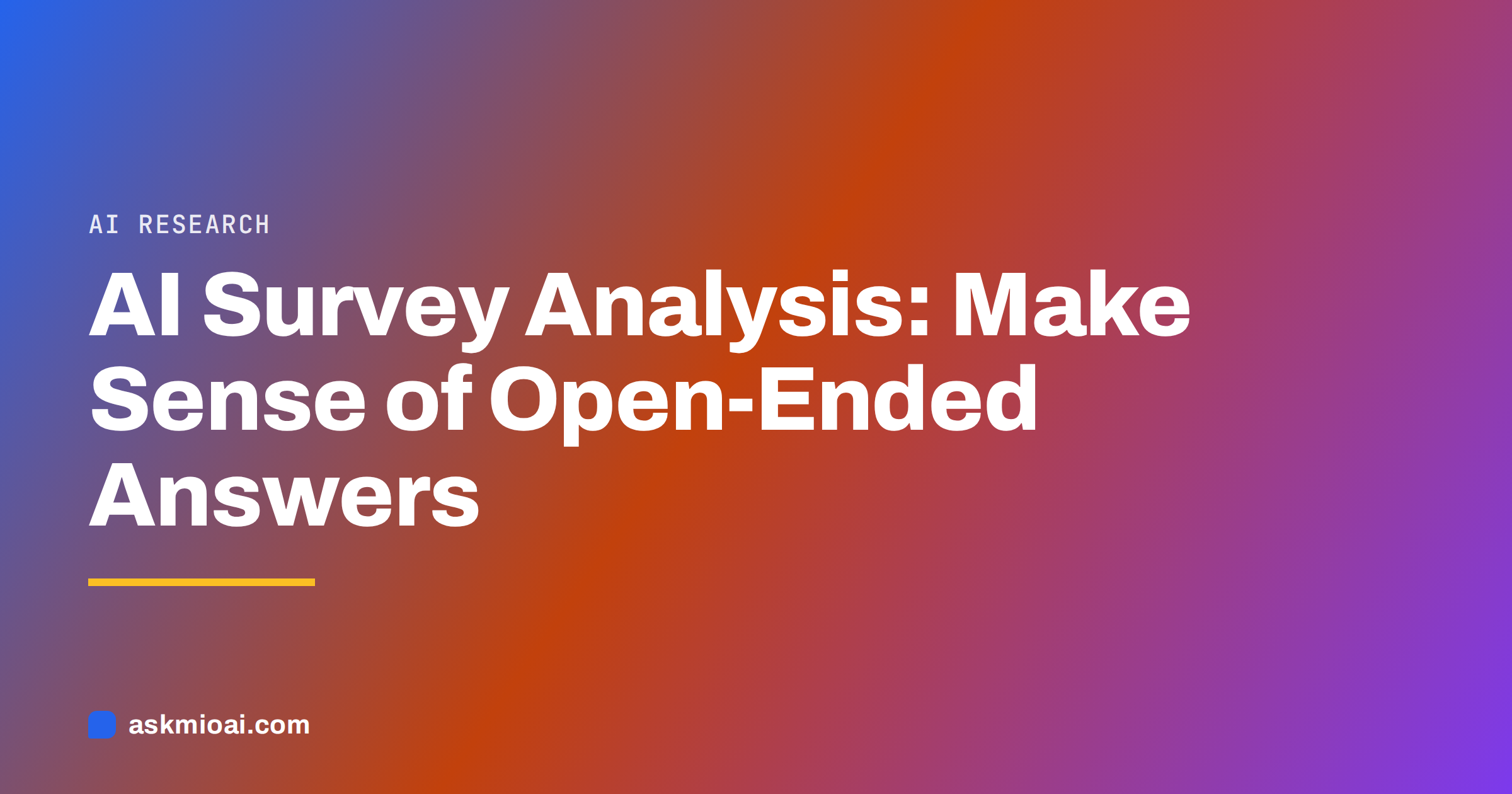 AI survey analysis cover with a blue to violet diagonal gradient and bold title