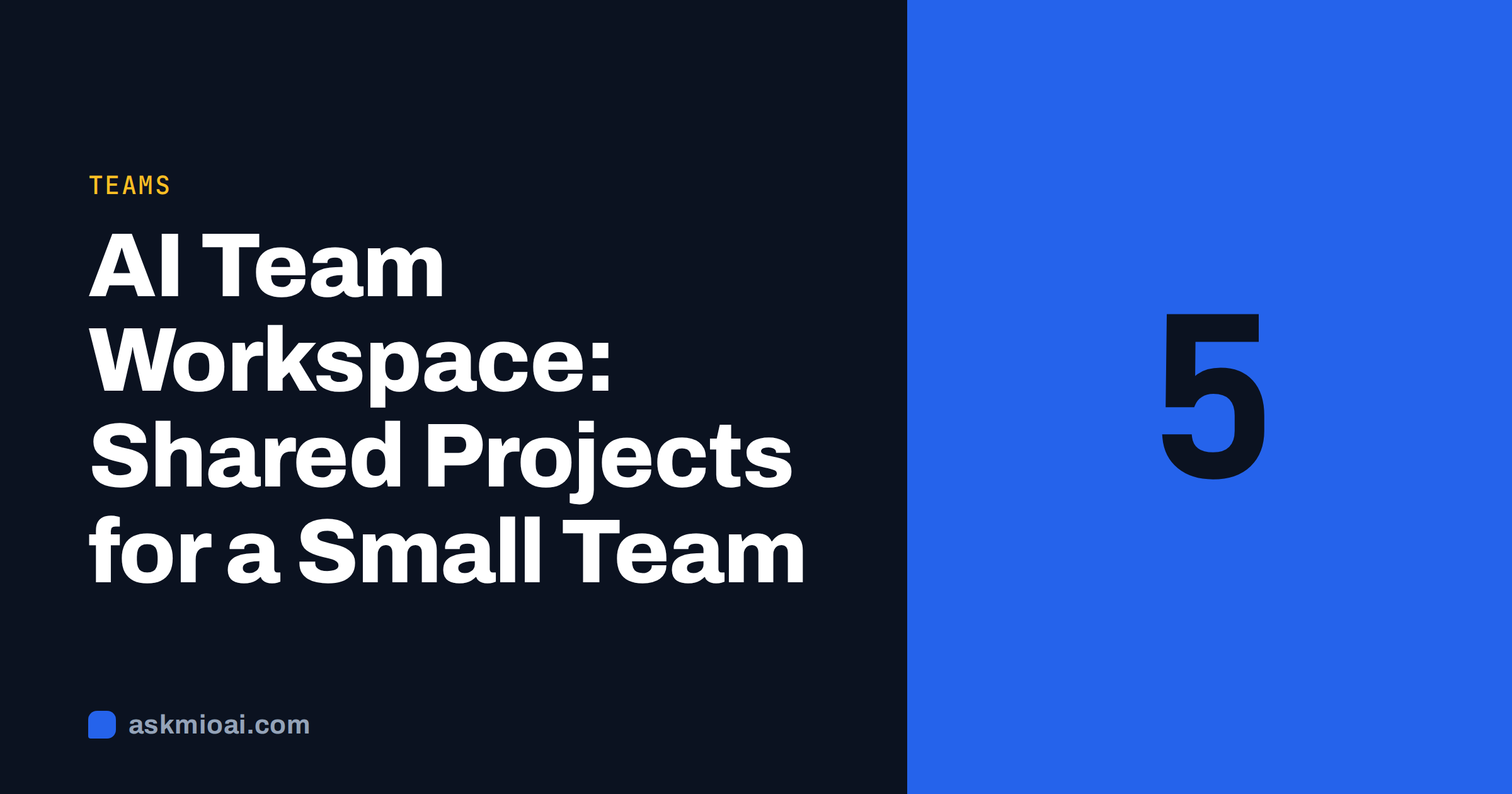 AI team workspace cover with a large number 5 glyph on a blue panel beside the title