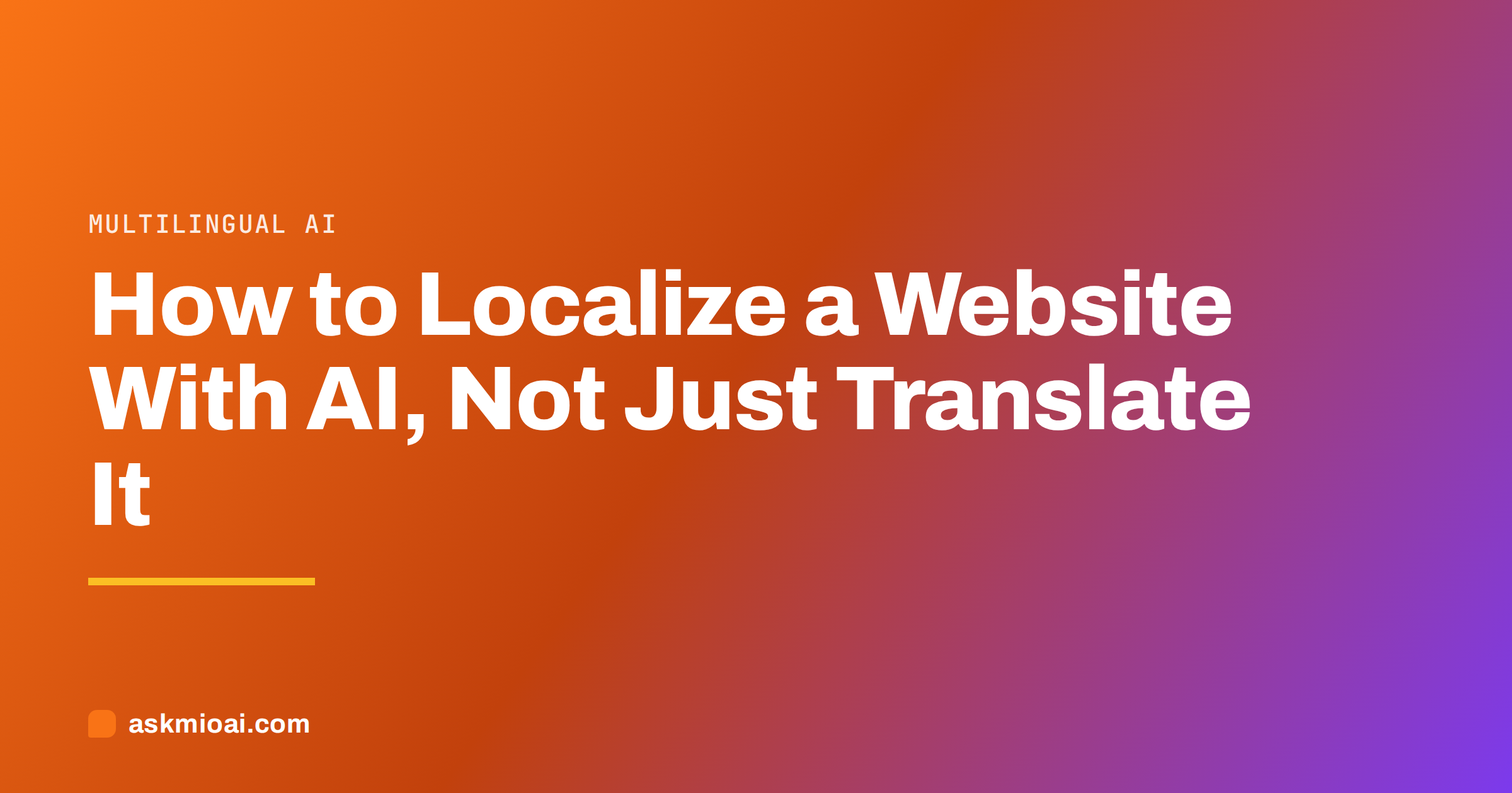 Localize a website with AI cover on an orange to violet diagonal gradient