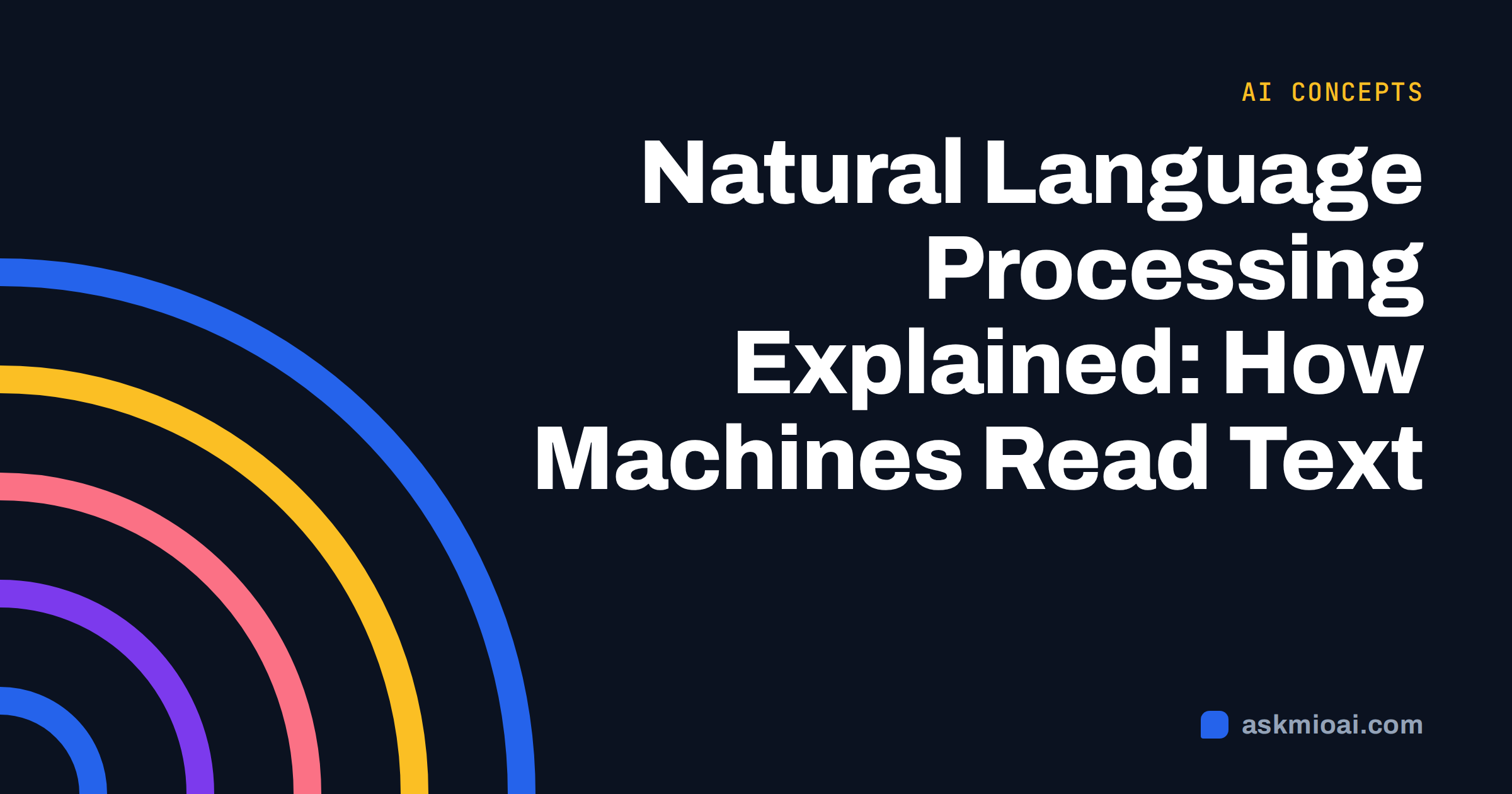 Natural language processing explained cover with concentric blue and amber arcs and the article title