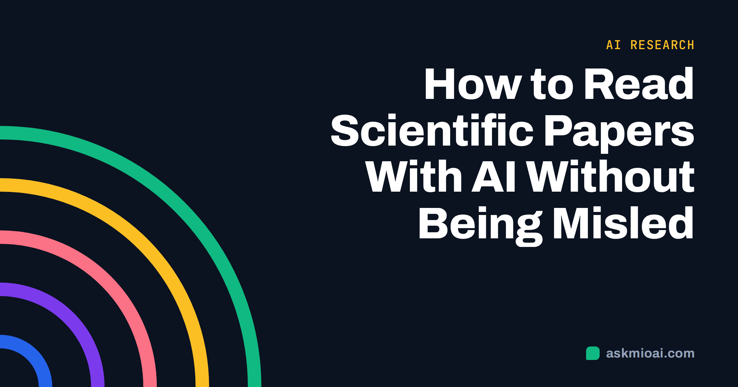 Read scientific papers with AI cover with concentric green and amber arcs and the title