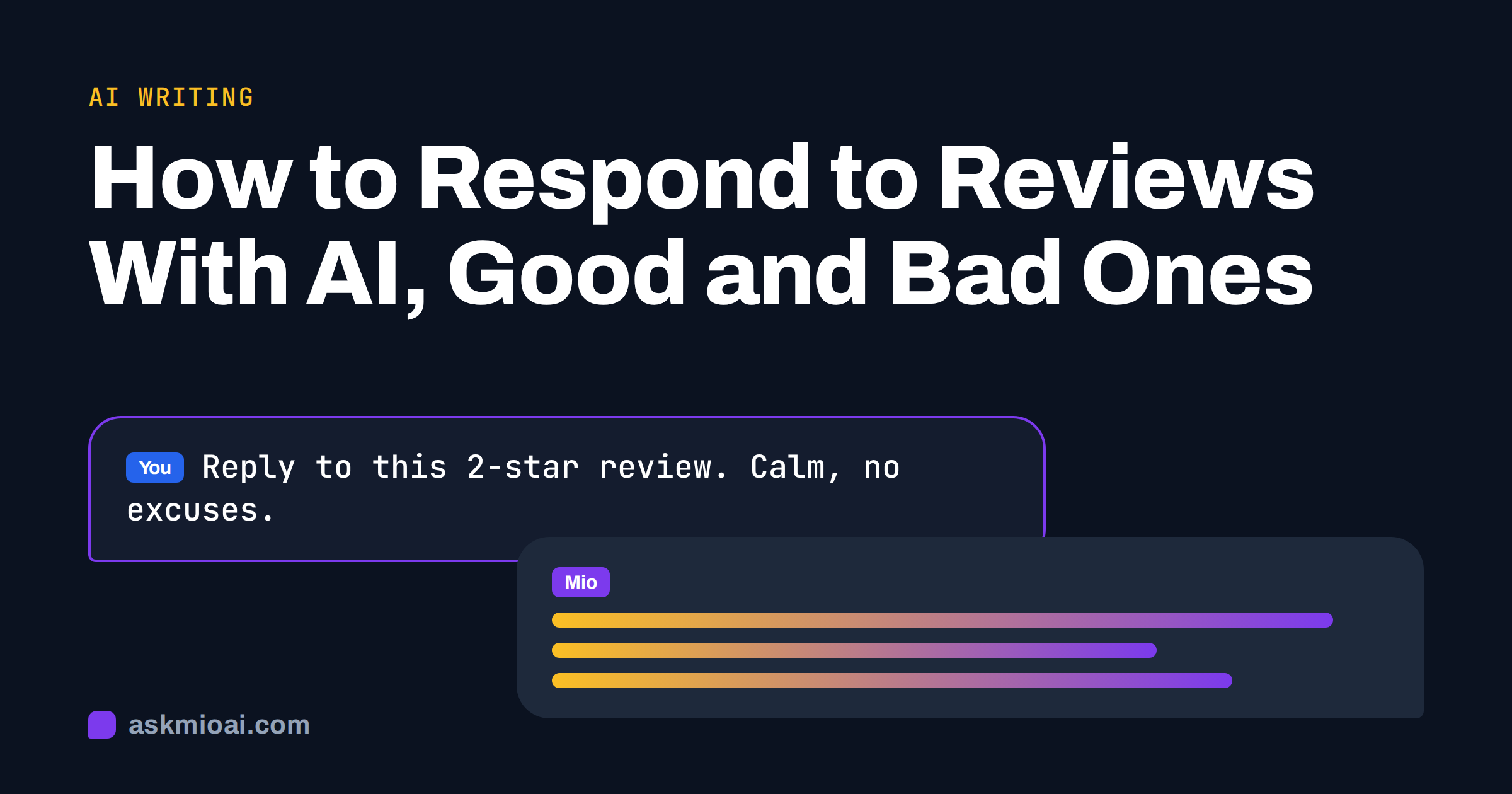 Respond to reviews with AI cover with a chat prompt asking for a calm reply to a two-star review